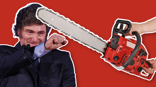 Kettensäge auf der Bühne